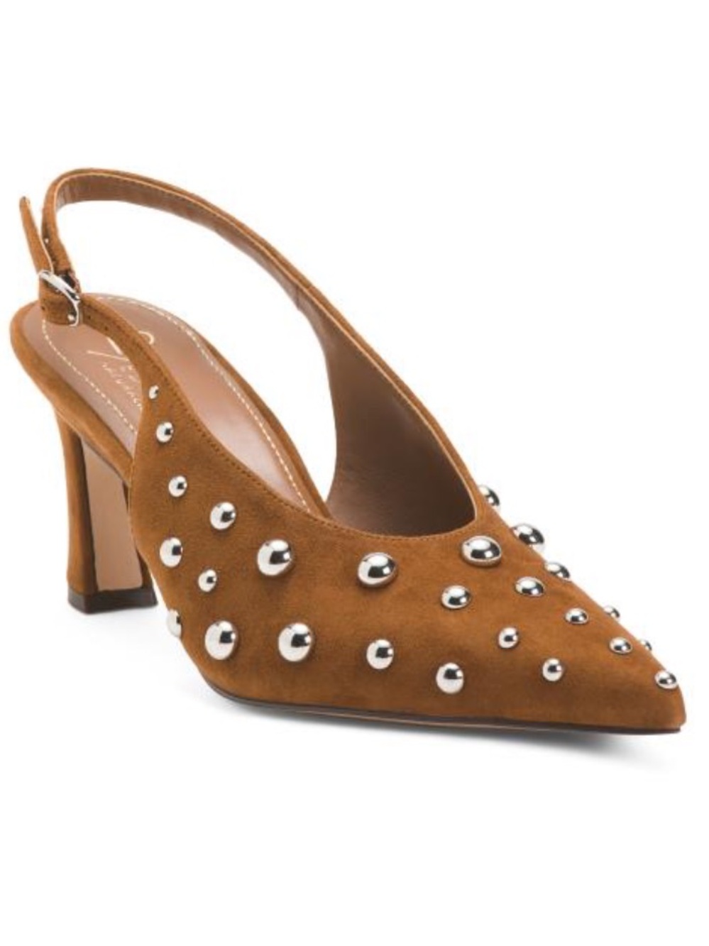 27 EDIT NATURALIZER Studded Dark Chesnut Suede Slingback Pumps